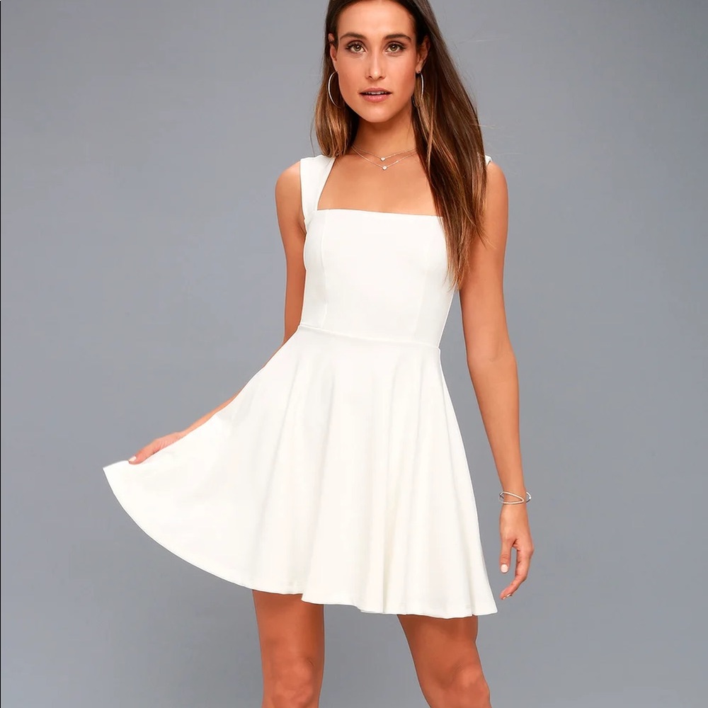 Lulu’s Royal Court White Skater Dress S